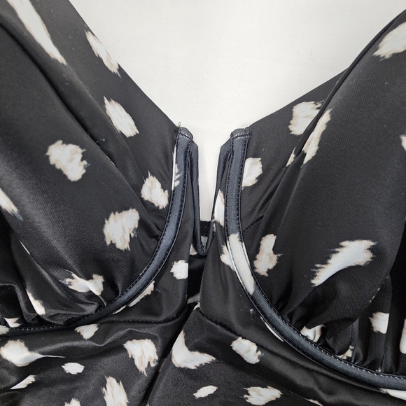 Swim by Cacique 42F Balconette Tankini Top Black White Dot Lane Bryant NWT - Picture 7 of 16